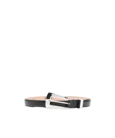 Khaite Small Lucca Silver-tone Buckle Belt In Black