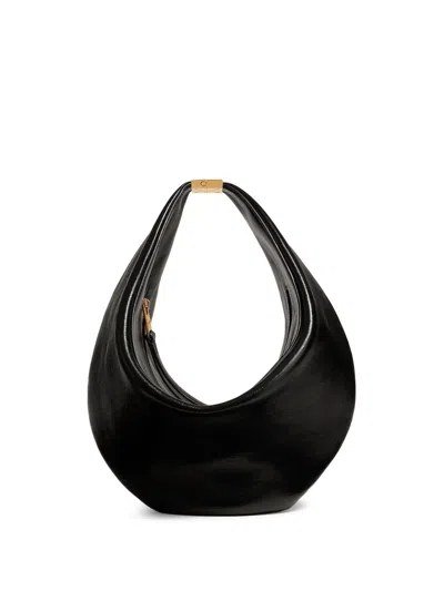 Khaite Olivia Small Leather Shoulder Bag In Black