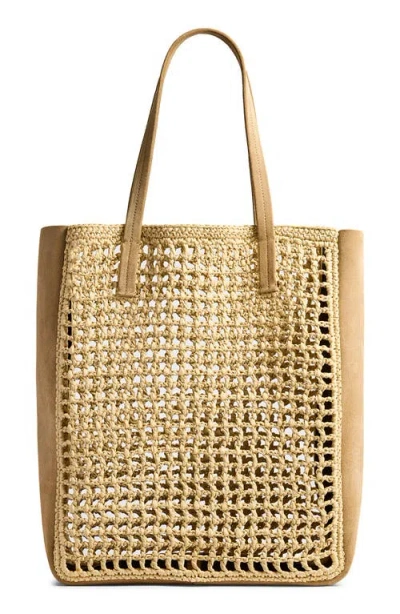 Khaite Small Zoe Woven Raffia & Suede Tote