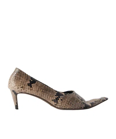 Khaite Snake Print Pointed Toe Mules In Multi