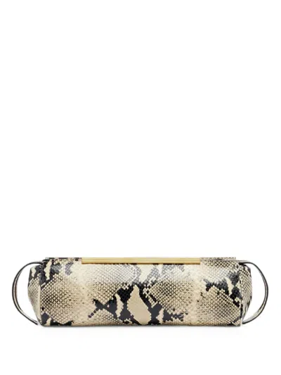 Khaite Snake-effect Leather Clutch Bag In Neutral
