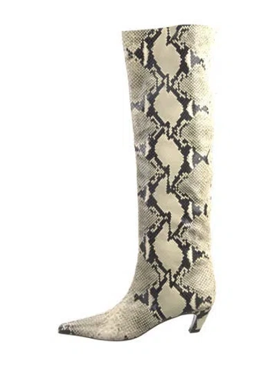 Pre-owned Khaite Snakeskin Animal Print Boots In Green