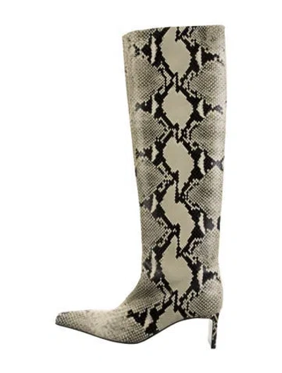 Pre-owned Khaite Snakeskin Animal Print Boots In Green