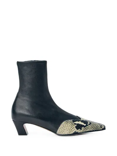 Khaite Snakeskin-effect Pointed-toe Ankle Boots In Black