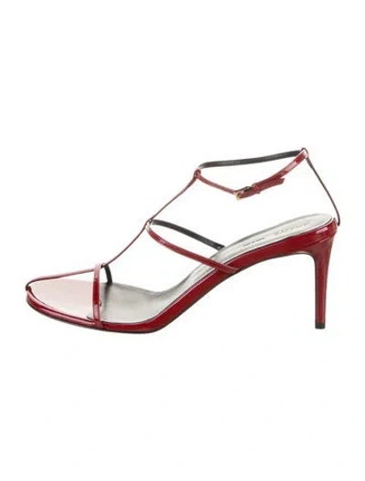 Pre-owned Khaite Snow Leopard T-strap Sandals W/ Tags In Burgundy