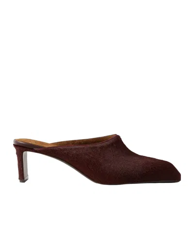 Khaite Solid Color Colt Calf Hair Mules In Pink