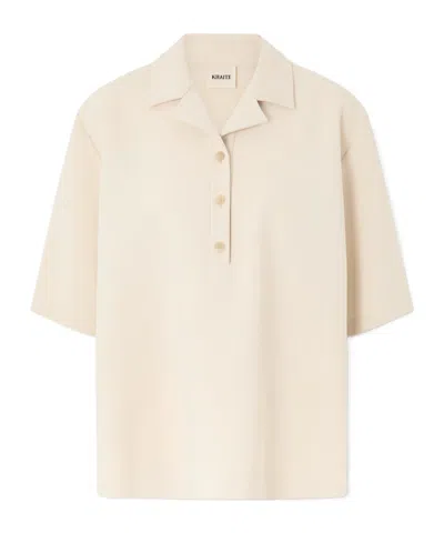 Khaite Loucin Naia-blend Crepe T-shirt In Neutral