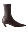 Khaite Solid Color Leather Ankle Boots In Brown
