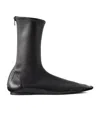 Khaite Solid Leather Ankle Boots In Black