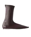 Khaite Solid Leather Ankle Boots In Black