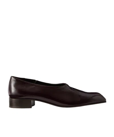 Khaite Solid Leather Slip-on Loafers In Brown