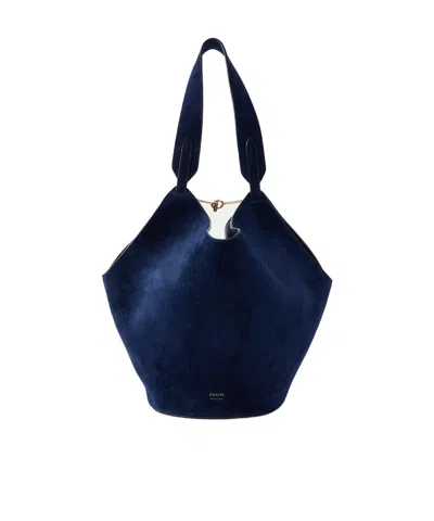 Khaite Solid Suede Shoulder Bag In Black