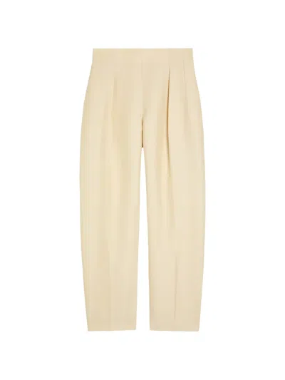 Khaite Somera Pleated Pressed-crease Trousers In Neutral