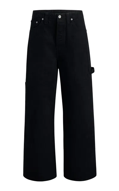 Khaite Sowen Rigid Mid-rise Wide-leg Jeans In Dark Wash