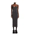Khaite Pilar Metallic Ribbed-knit Midi Dress In Black