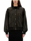 Khaite Spence Leather Bomber Jacket In Black