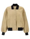 Khaite Spence Suede Bomber Jacket In Beige