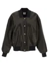 Khaite Spence Leather Bomber Jacket In Black