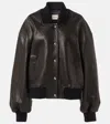 Khaite Spence Leather Bomber Jacket In Black