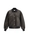 Khaite Spence Leather Bomber Jacket In Black