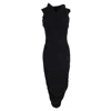 Khaite Spence Midi Draped Dress In Black Cotton In Black