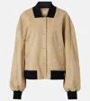 Khaite Spence Suede Bomber Jacket In Beige