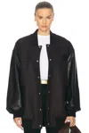 Khaite Spencer Wool-blend Felt And Leather Bomber Jacket In Dark Brown
