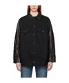 Khaite Grizzo Leather-panels Denim Jacket In Black