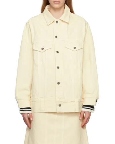 Khaite Square Collar Button Denim Coat In White