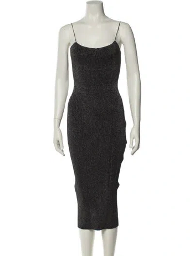 Pre-owned Khaite Square Neckline Knee-length Dress W/ Tags In Gray