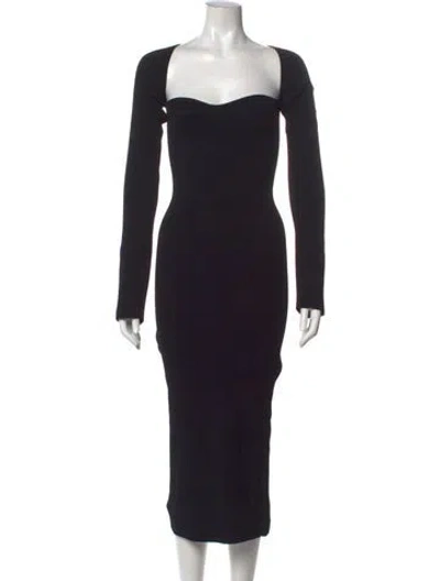 Pre-owned Khaite Square Neckline Long Dress In Black