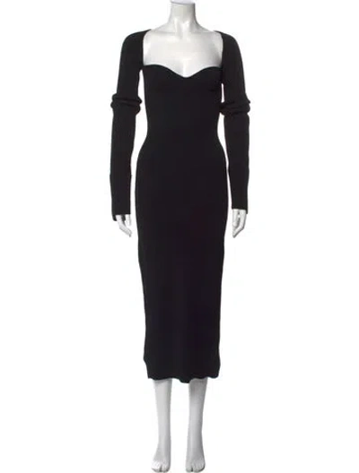 Pre-owned Khaite Square Neckline Long Dress In Black