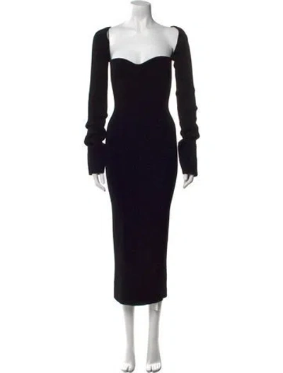 Pre-owned Khaite Square Neckline Long Dress In Black