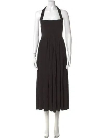 Pre-owned Khaite Square Neckline Long Dress In Black