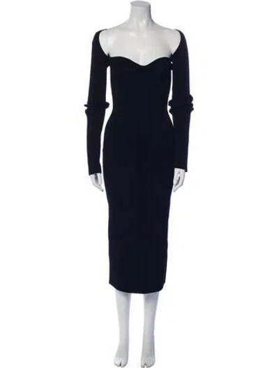 Pre-owned Khaite Square Neckline Long Dress In Blue