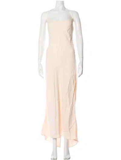 Pre-owned Khaite Square Neckline Long Dress In Brown