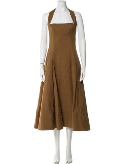 Pre-owned Khaite Square Neckline Long Dress In Brown