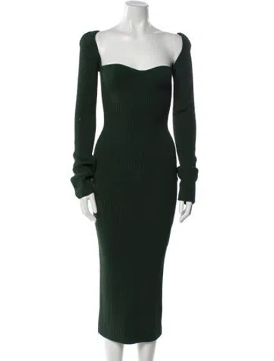 Pre-owned Khaite Square Neckline Long Dress In Green