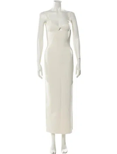 Pre-owned Khaite Square Neckline Long Dress In Neutral