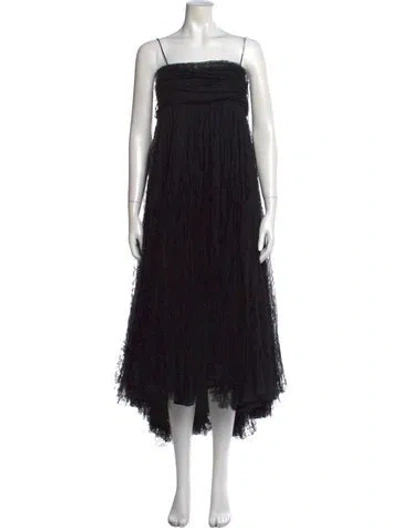 Pre-owned Khaite Square Neckline Long Dress W/ Tags In Black