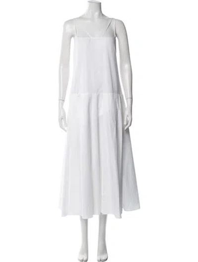 Pre-owned Khaite Square Neckline Long Dress In White