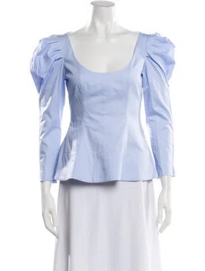 Pre-owned Khaite Square Neckline Long Sleeve Blouse In Blue