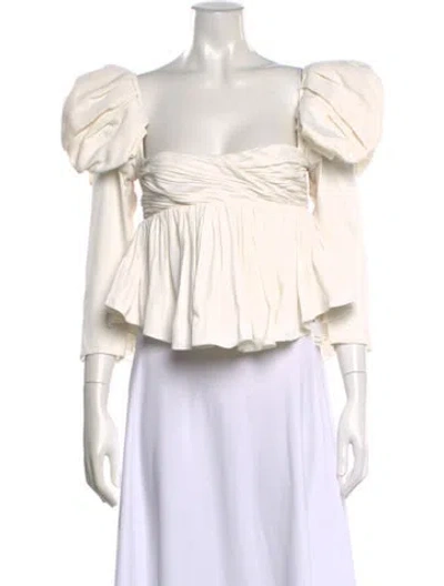 Pre-owned Khaite Square Neckline Long Sleeve Blouse In Neutrals
