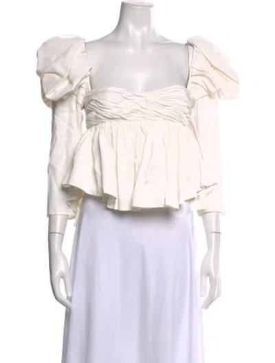 Pre-owned Khaite Square Neckline Long Sleeve Blouse W/ Tags In Neutral