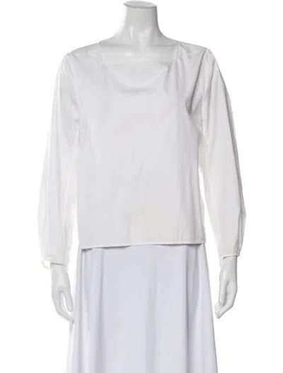 Pre-owned Khaite Square Neckline Long Sleeve Blouse In White