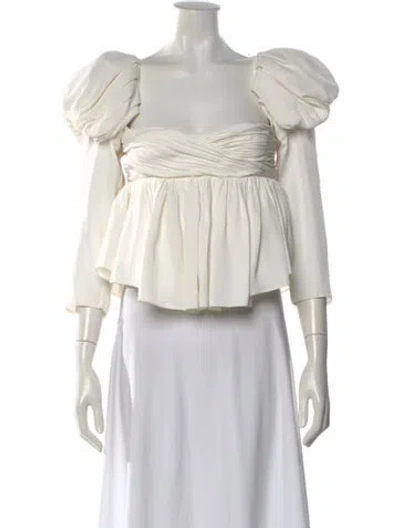 Pre-owned Khaite Square Neckline Long Sleeve Blouse In White