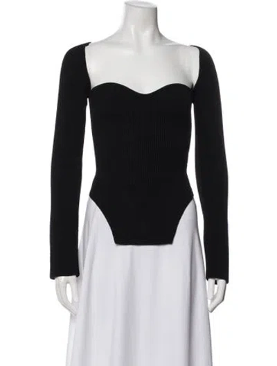 Pre-owned Khaite Square Neckline Long Sleeve Bodysuit In Black