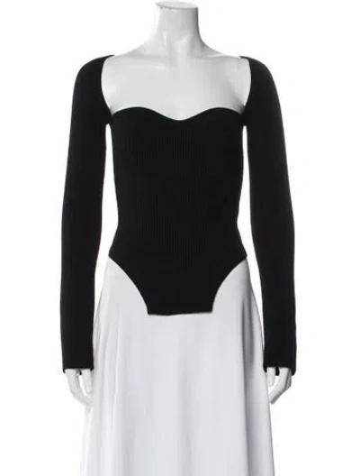 Pre-owned Khaite Square Neckline Long Sleeve Bodysuit In Black