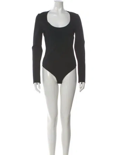 Pre-owned Khaite Square Neckline Long Sleeve Bodysuit In Black