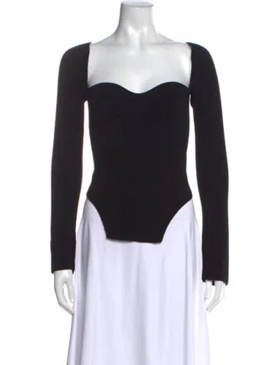 Pre-owned Khaite Square Neckline Long Sleeve Bodysuit In Black